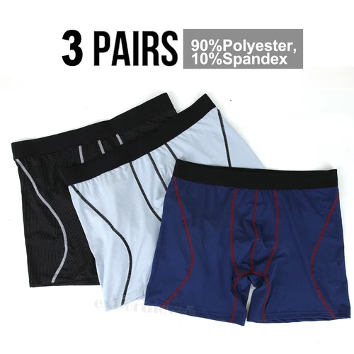Calzoncillos boxer cómodos de ajuste flexible ultra suaves elásticos de pierna larga para hombre, paquete de 3 - Imagen 8 de 22