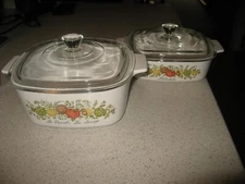 Corning Ware Lot of 2 Spice of Life Square Baking Dishes w/Lids 1 Qt & 1.5 Qts