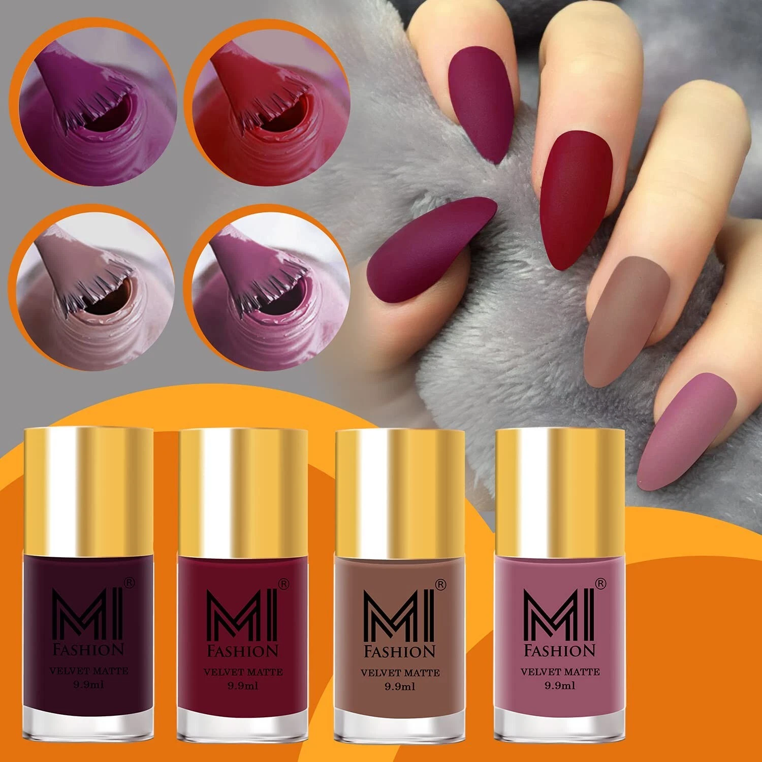 MI FASHION Soft Smooth Unique Matte Finish Nail Polish Combo Sets Of 4