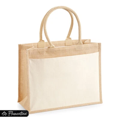 Jute Hessian Shopping Bag Cotton Pocket Westford Mill Reusable Carrier Sack Tote