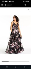 Image of Crystal Doll NWT Foil Print Chiffon Ball Gown Black Formal Dress Pockets Size 3
