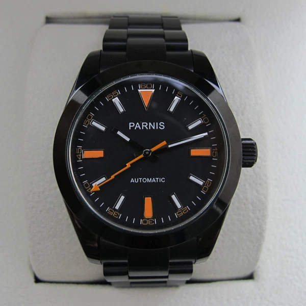 40mm Parnis Sapphire Crystal Mens Automatic Watch Stainless Steel