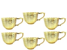 Handmade Rare Brass Dinnerware & Serveware Cups & Saucers Rocket Pack of 6 