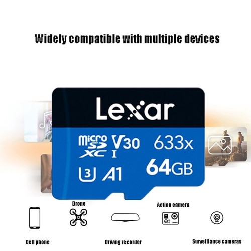 Lexar Micro SDXC Card 64GB U3 V30 633x A1 4K UHD - Picture 2 of 4