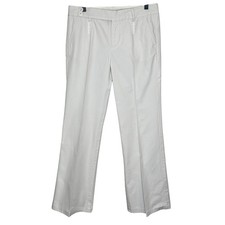 Marc Jacobs White High Rise Straight Leg Pants Embroidered Accent Office 8
