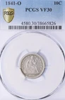 1841-O Seated Liberty Dime PCGS VF30 Better Date New Orleans 10C Nice Original