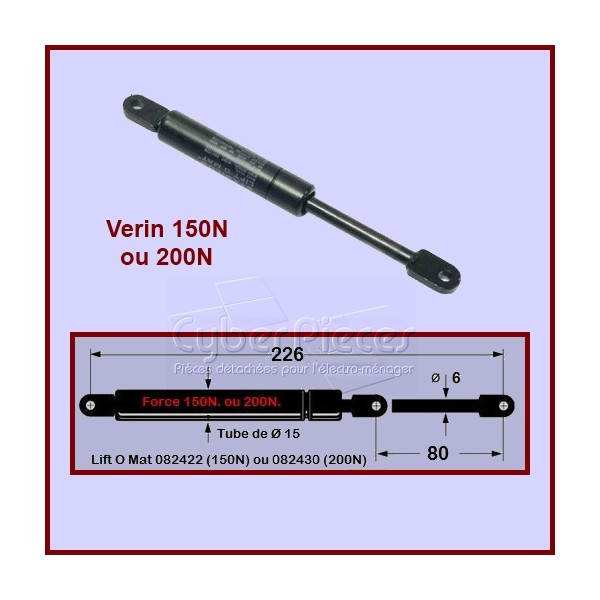 Vérin 150N AIRLUX 45582 à levage fluide pour l'ouverture automatique de hotte