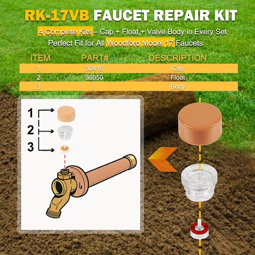Replace for Woodford Model 17 Wall Faucets Vacuum Breaker Float Kit RK-17VB - Picture 13 of 15