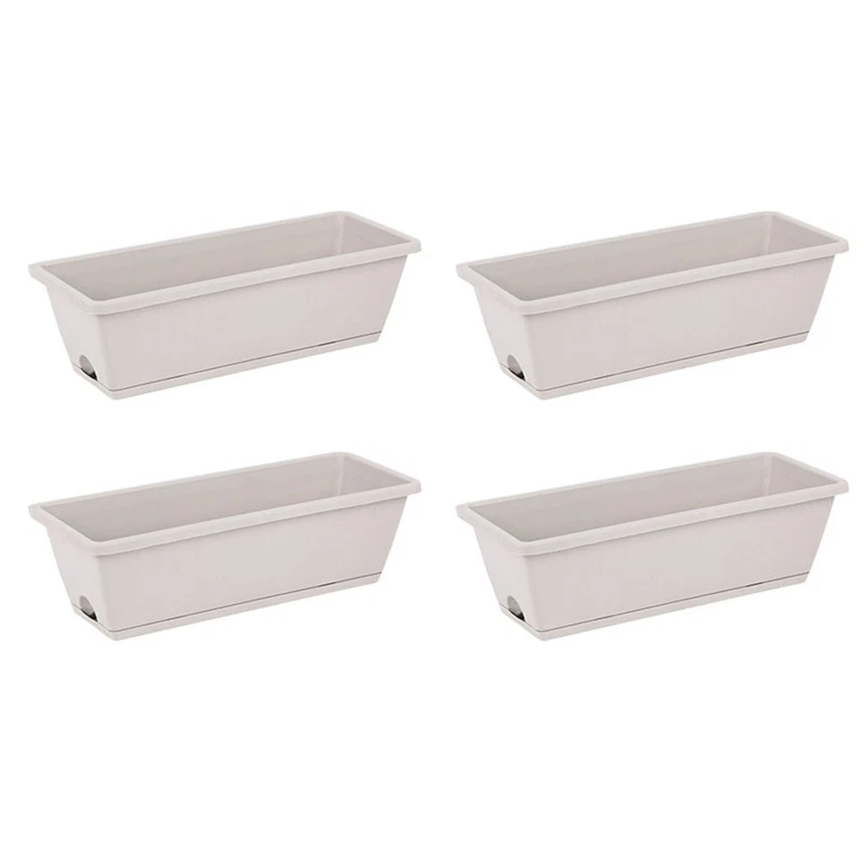4PCS Rectangular Plastic Window Boxes for Flower and Vegetable Planting - Image 2 of 4