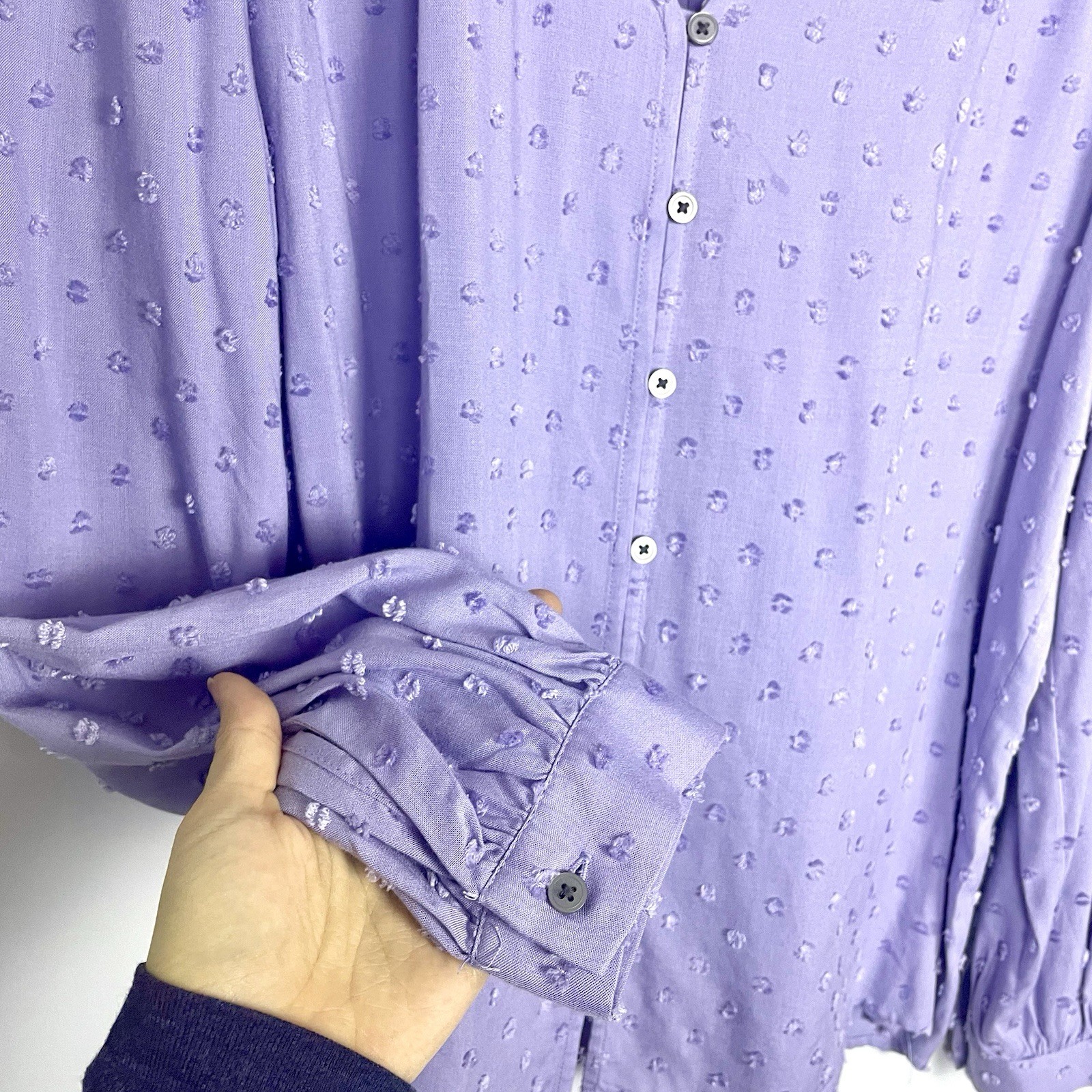 Loft Clip Dot V-Neck Button Down Work Blouse Lave… - image 5