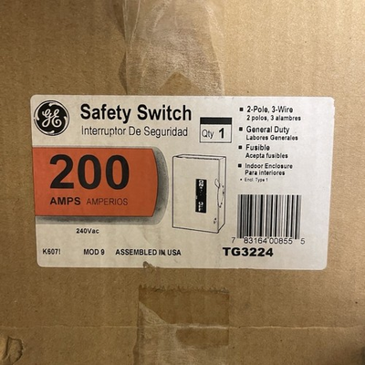 #ad #ad GE Safety Switch Fusible Heavy Duty TG3224 200A 240V 2 Pole Indoor $375.00