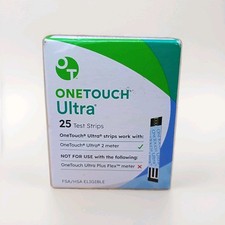 Strisce reattive One Touch ULTRA, confezione da 25, nuove con scatola, scadenza 31/05/2026