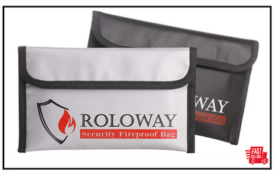 ROLOWAY Fireproof Bag (5 X 8 ), Money Wallet Cash Fireproof Bag (2-Pack)