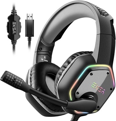 E1000 USB Gaming Headset for PC, Computer Headphones with Microphone/Mic Nois...