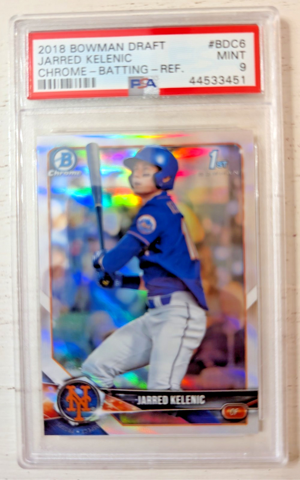 2018 Bowman Draft Chrome Refractor Jarred Kelenic #BDC-6 Graded PSA 9 - Mets
