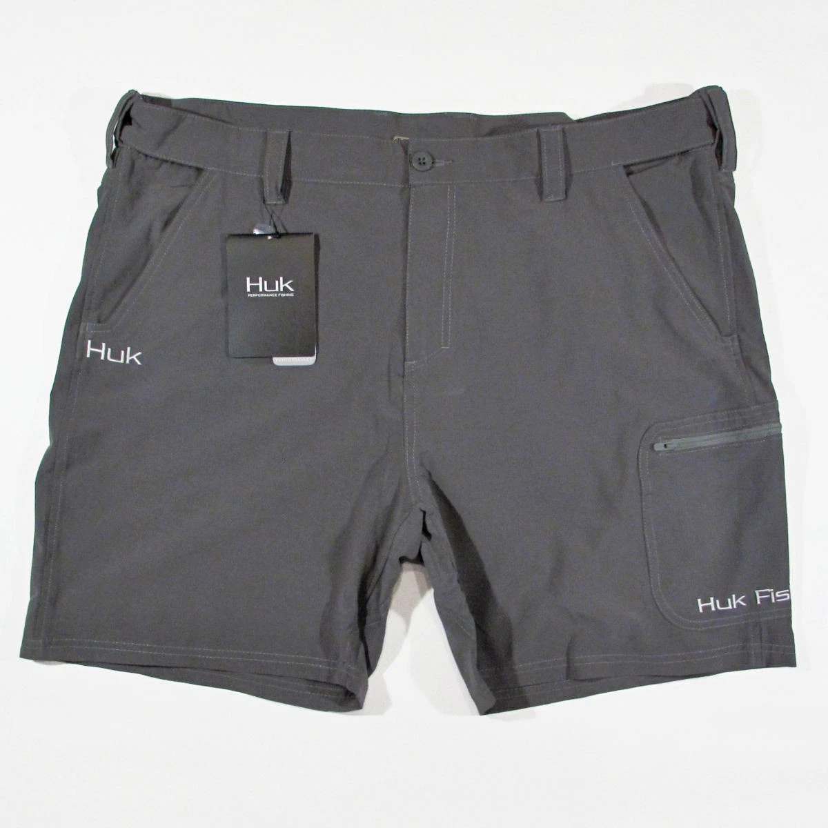 HUK Men's Next Level 7" Performance Fishing Shorts (XXL, Charcoal Gray)