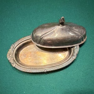 Victorian Silverplate Butter Dish with Ornate Lid Antique