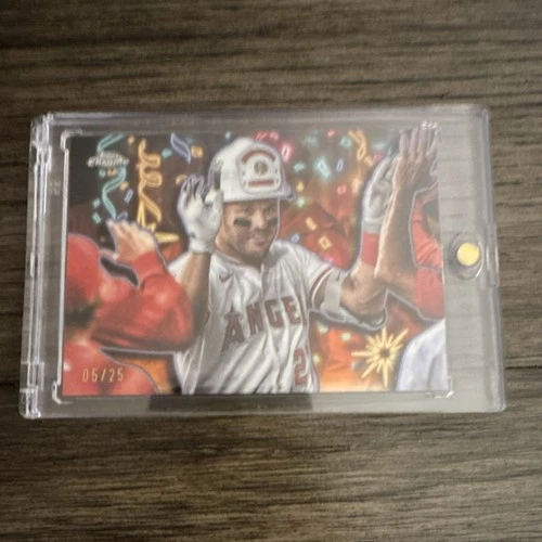 2025 Topps Chrome Update Orange Refractor Mike Trout #CT-10 Angels Baseball Card