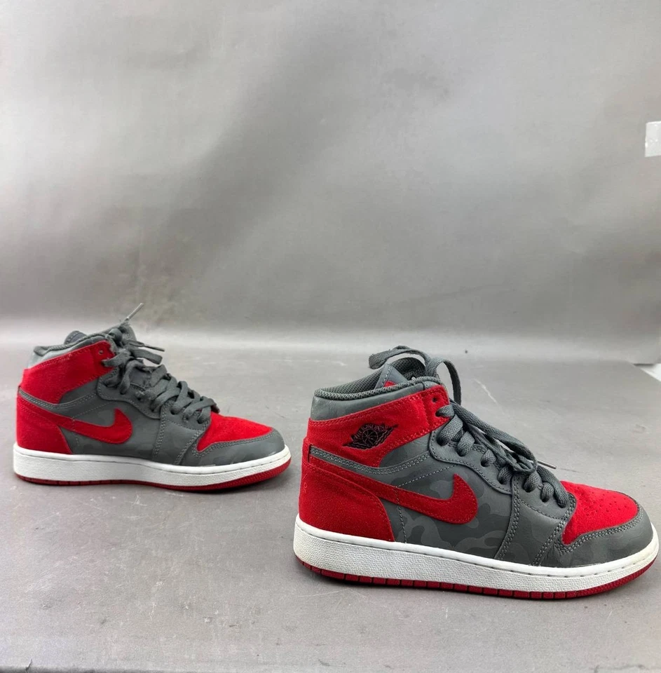 Nike Air Jordan 1 Retro Alto Camuflaje 3M Criado Talla 5.5Y Mujer 7 Gris Rojo 822858-032 Foto 2 de 4