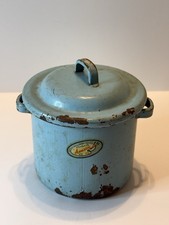 AMSCO DOLL-E-TOYS Blue Enamel Baby Bottle Sterilizer Pot With Lid Vintage 1950s