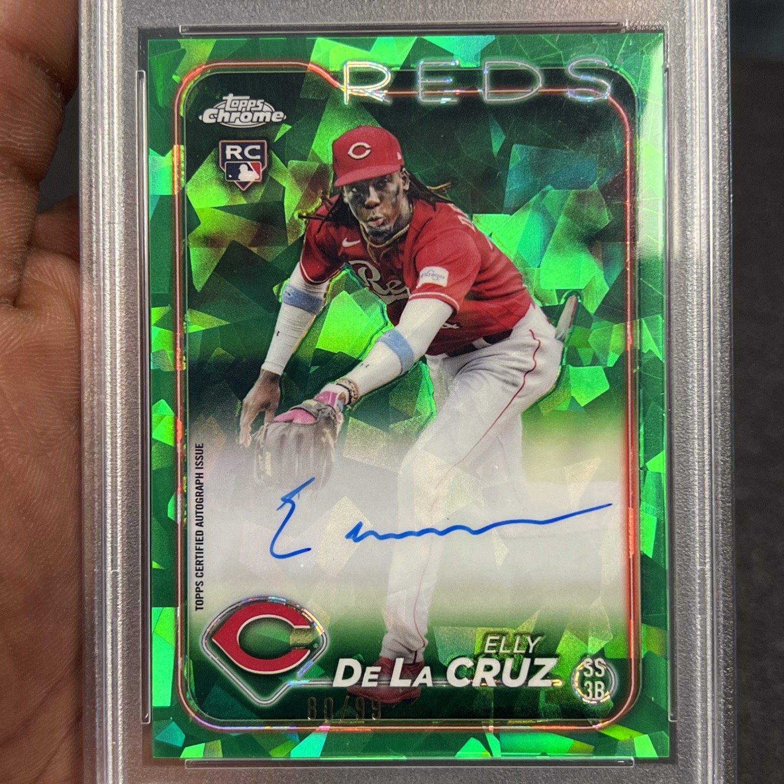 Elly De La Cruz Signed/Auto /99 PSA 10/Auto 10 Rookie RC CSA-ED Green Topps 2024 view 2