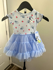 Bluey Girls Bluey Striped Tulle Tutu Dress Cap Sleeve 18 mRuffle Layered