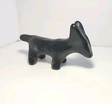 5" Primitive Black Pottery Animal figurine FOX Folk Art MCM Vintage Sculpture