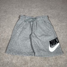 Nike Sportswear Club Fleece Sweat Shorts Youth Size S Gray Graphic Swoosh