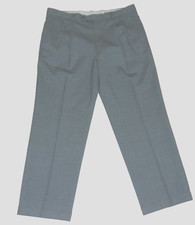 Oscar De La Renta Men Dress Pant  36X29 Grey Wool Double Pleated Cuffed