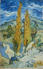 Hand-painted Oil Painting Vincent van Gogh Two Poplars on a Road Through the 