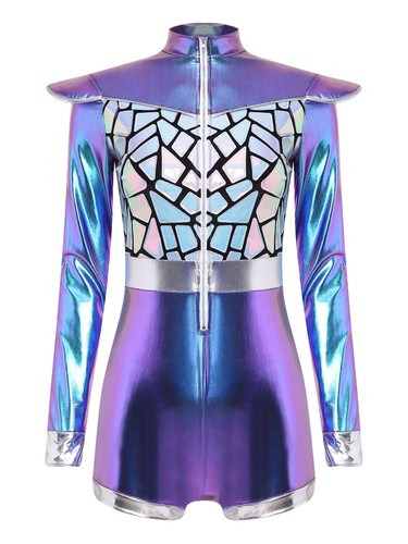Damen Jumpsuit Edgy Body irisierend Turnanzug Liquid Metal Festival Outfit - Bild 7 von 32