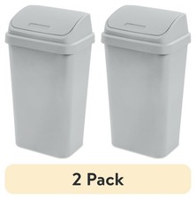  2 pack Kitchen Trash Can, 13 Gallon Plastic Garbage Bin