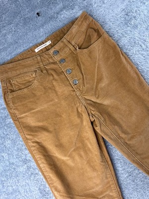 Levi's 721 High Rise Skinny Corduroy Pants W28 L31 Camel Tan Button Fly