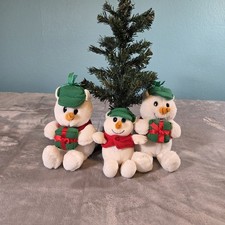 Plush Christmas Bears Perfect Stocking Stuffer Three White Small Stuffed Bears