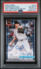 2026 TOPPS 1991 TOPPS BASEBALL AUTO BLACK CAM SCHLITTLER RC 6/10 PSA 8 AUTO 10