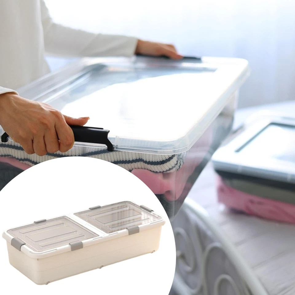 Almacenamiento debajo de la cama con ruedas cubo rodante para zapatos ropa moda abierto desde Foto 4 de 4