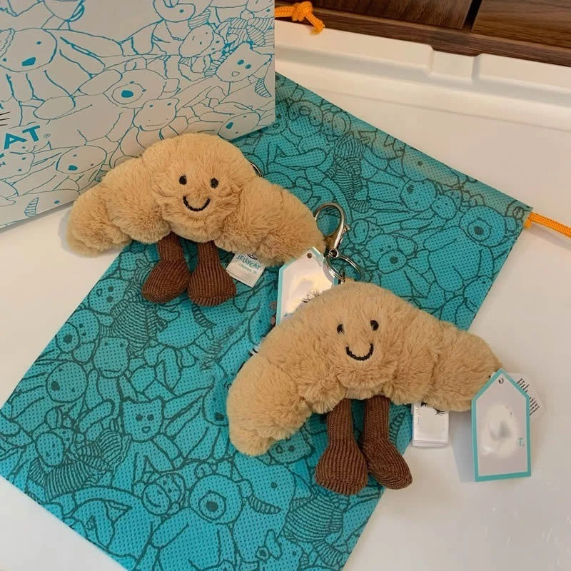 Jellycat AMUSEABLE CROISSANT Bag Charm Soft Plush Toy Pendant & Dust Bag - NWT - Image 3 of 4