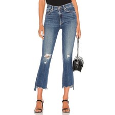 MOTHER Women's The Insider Crop Step Chew Jeans Cropped Distressed Denim- 25
