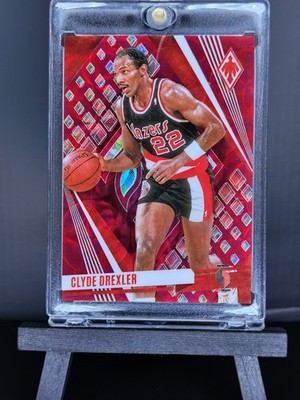 2023-24 Panini Phoenix - #240 Clyde Drexler Red WAVE /75 TRAILBLAZERS