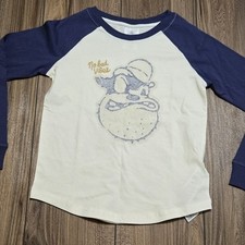 Disney Kids Long Sleeve Raglan T Shirt Graphic Print "No Bad Vibes" Size 7/8