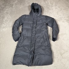 Patagonia Jacket Youth Medium Gray Zip Up Silent Duckdown Parka Puffer Winter