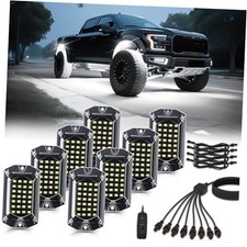 8 Pods Full Angle Pure White LED Rock Lights for Jeeps Truck Golf White 8 Pods