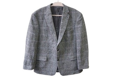 Vintage HARRIS TWEED x Barutti Blazer gray wool jacket retro casual Size XL 00s