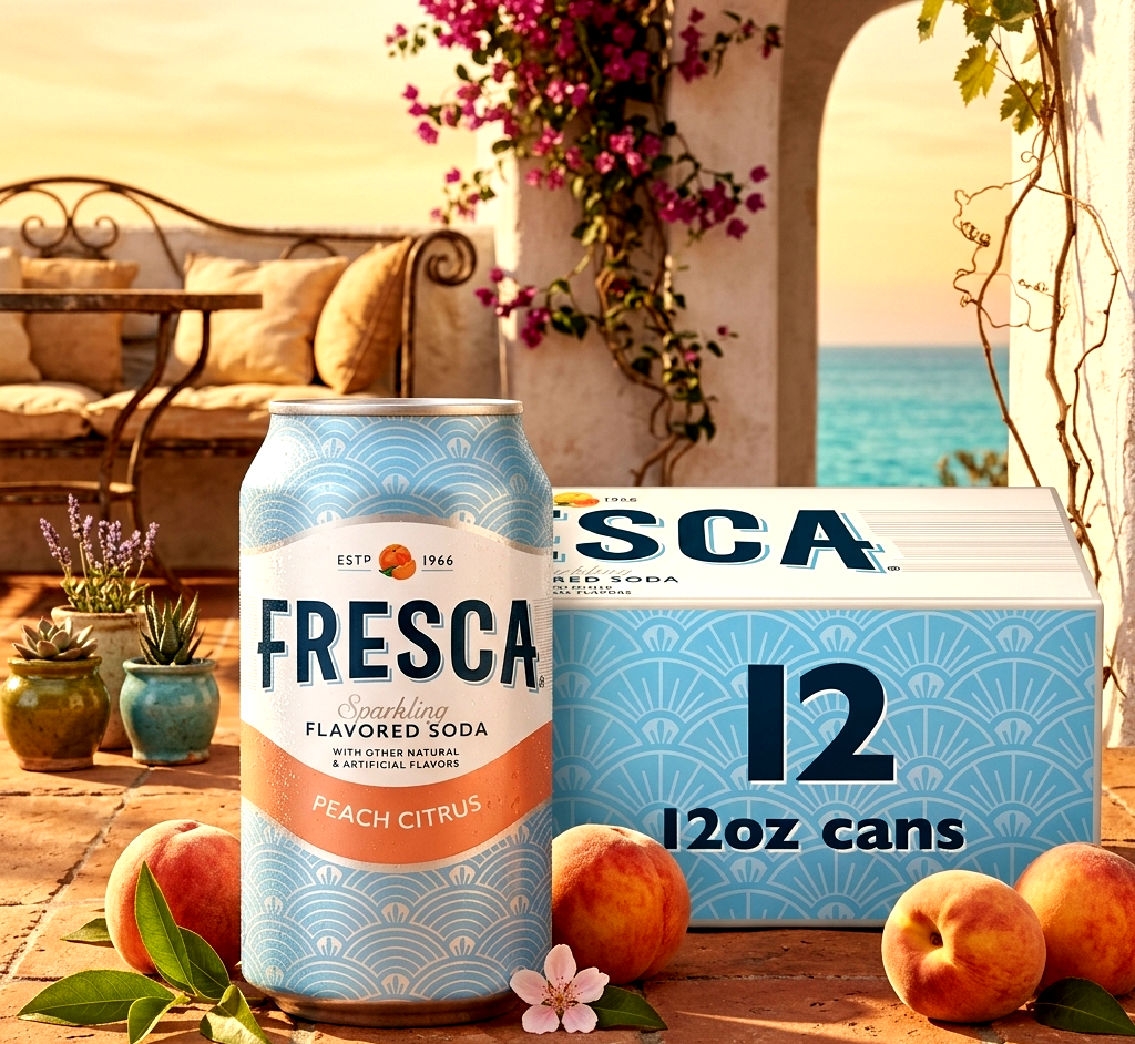 🍑 Fresca Peach Soda Pop – Fridge Pack (12 fl oz Cans, 12 Count