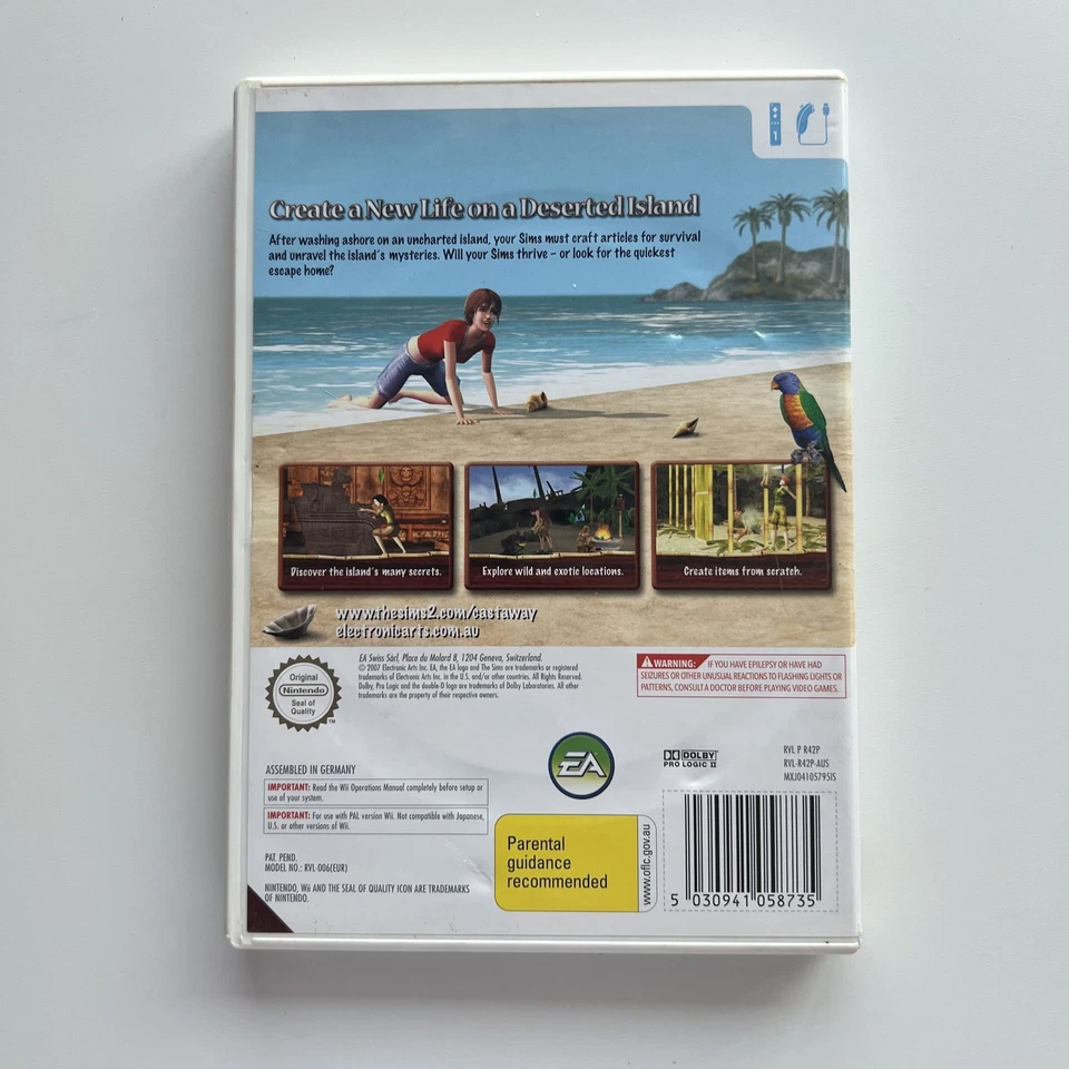The Sims 2: Castaway (Nintendo Wii, PAL) Game + Manual (Like New) - Image 2 of 3