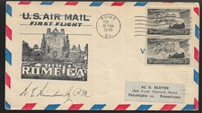 US AIR MAIL FIRST FLIGHT ROME GA-ATLANTA GA CACHET 3c PAIR ON COVER 1949