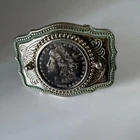 VINTAGE 1883 Morgan SILVER Dollar set in a Made In The USA Buckle Estate
