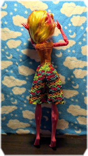 Handmade Monster High 17.5" Fashion Doll Crochet Dress NEW Orange & Neon - Picture 7 of 9