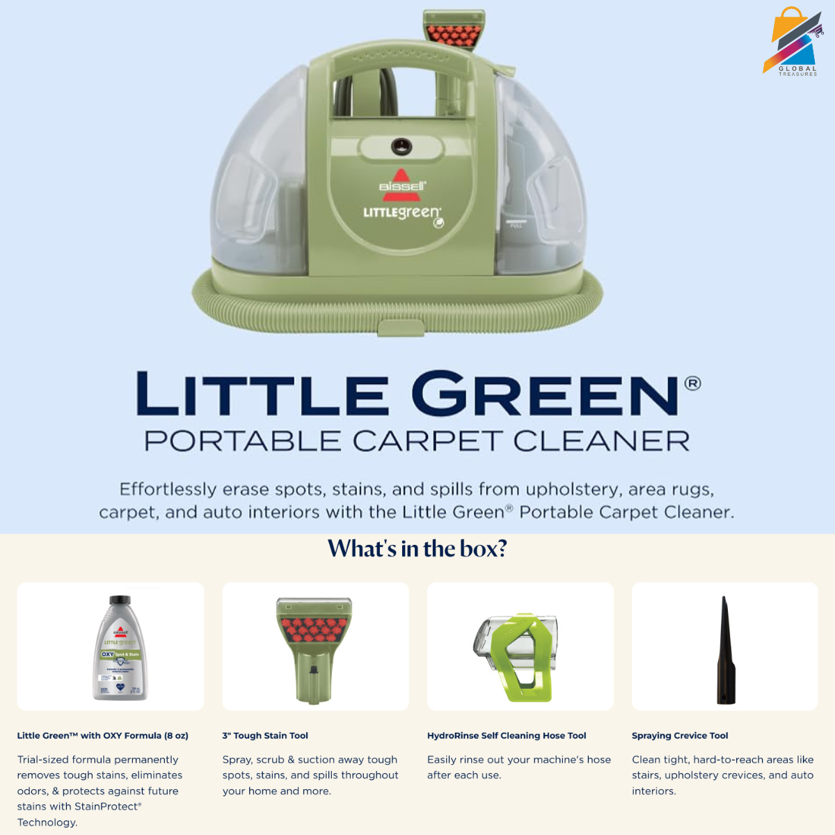 Bissell Portable Green Carpet Cleaner for Cars and Upholstery Spot Removal-image