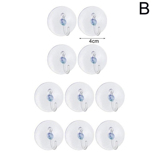 10x Transparent Wall Hook Suction Cup Hook for Bathroom Kitchen - Picture 12 of 13
